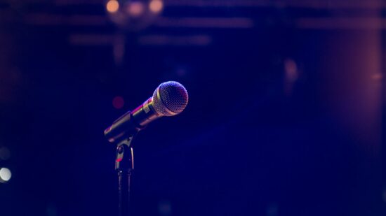 Simple microphone shot on the stage